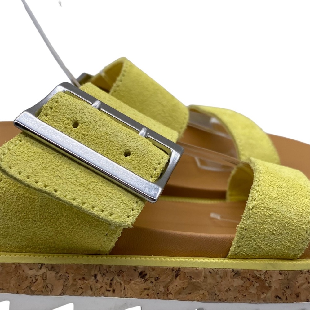Sorel Sandals Roaming Slide Yellow Suede Leather Casual Chunky Colorful Size 8 - Picture 3 of 11